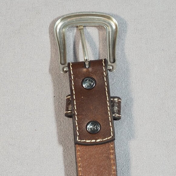 Ariat Belt Womens 24 Brown Leather Tooled Studded Diamond Concho Western Snap - Picture 7 of 13